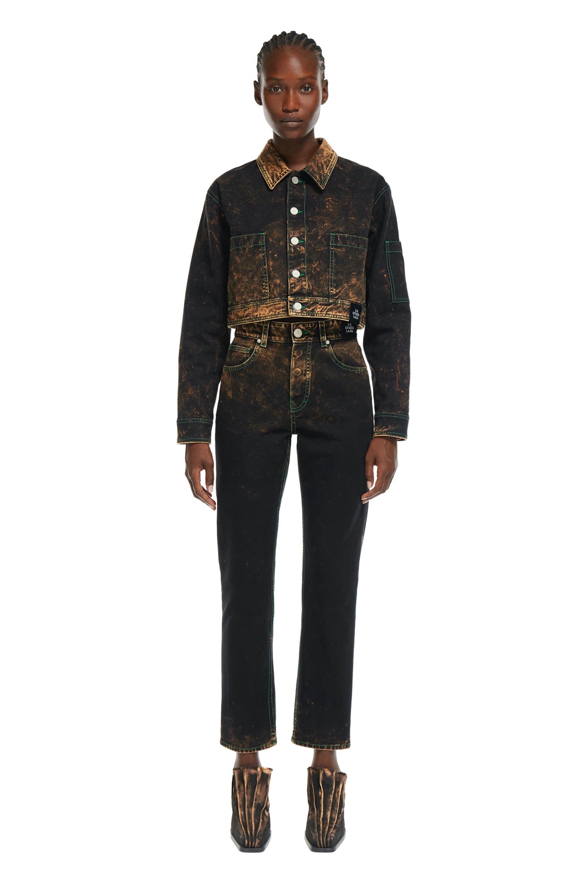 S.R. STUDIO. LA. CA. BY STERLING RUBY STUDIO AP WOMEN'S C-JEAN WITH CONTRAST STITCHING AND IO WASH INSECT INDEX