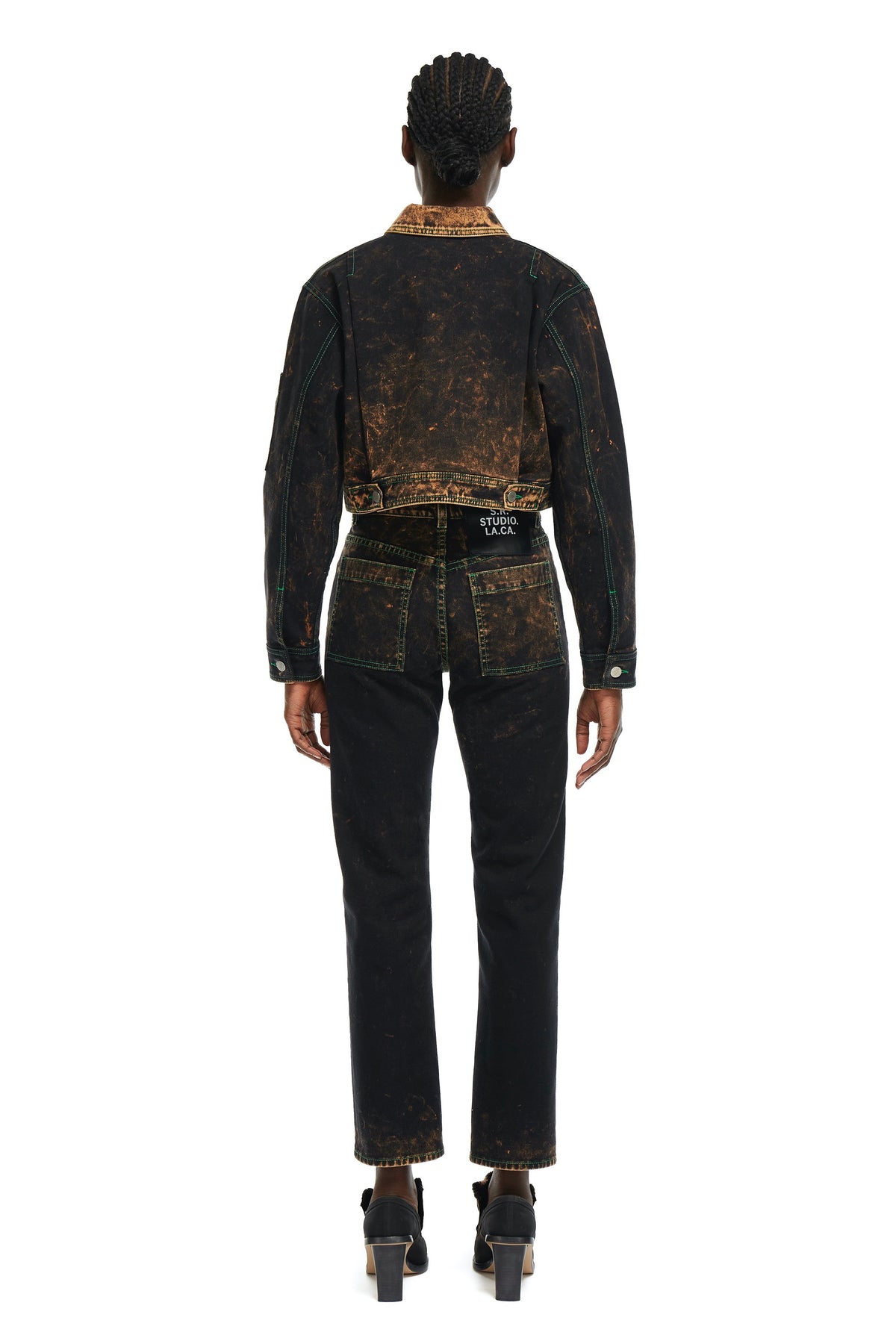 S.R. STUDIO. LA. CA. BY STERLING RUBY STUDIO AP WOMEN'S C-JEAN WITH CONTRAST STITCHING AND IO WASH INSECT INDEX