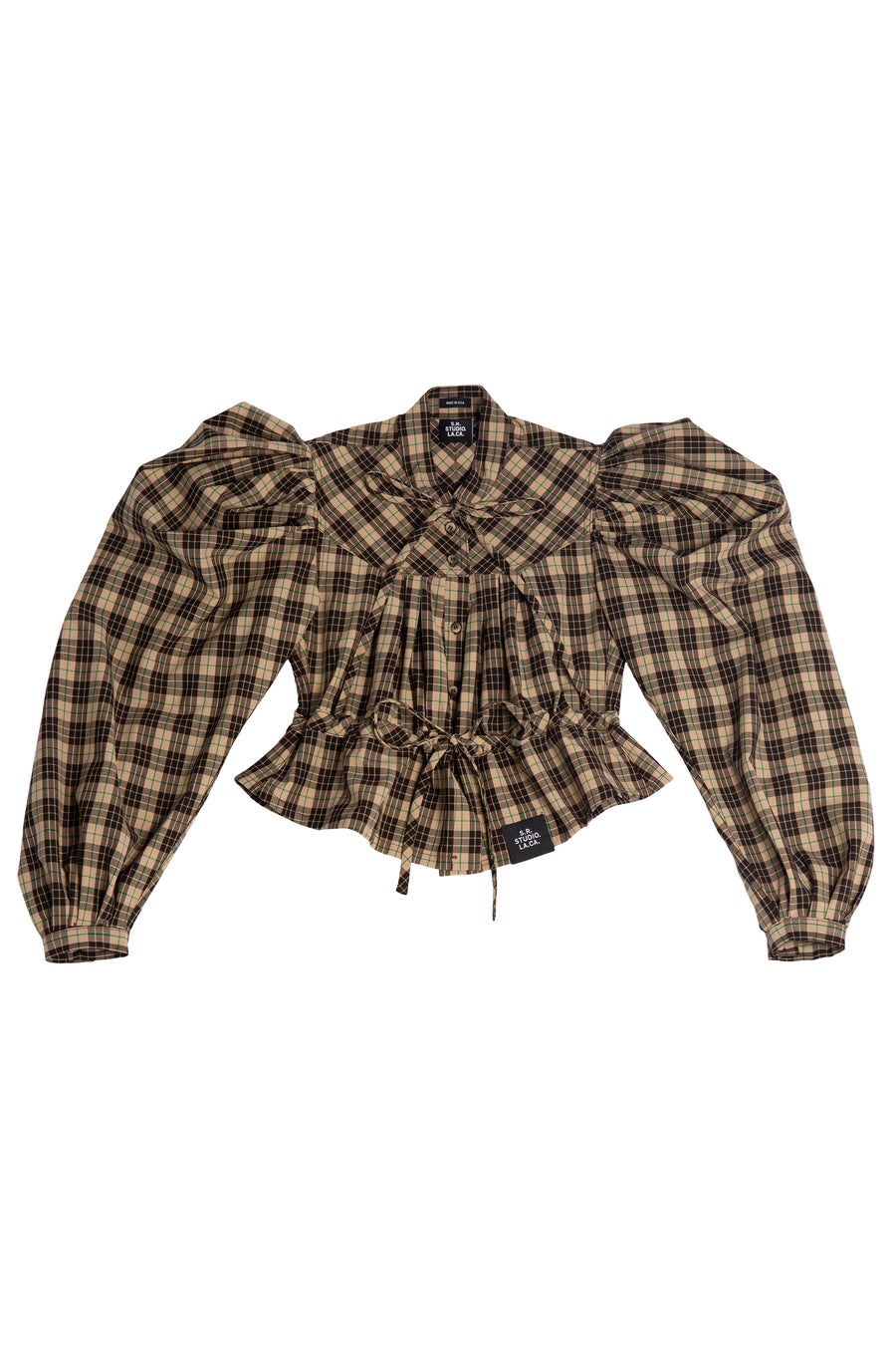 GATHERED PLAID TOP S.R. STUDIO. LA. CA. BY STERLING RUBY