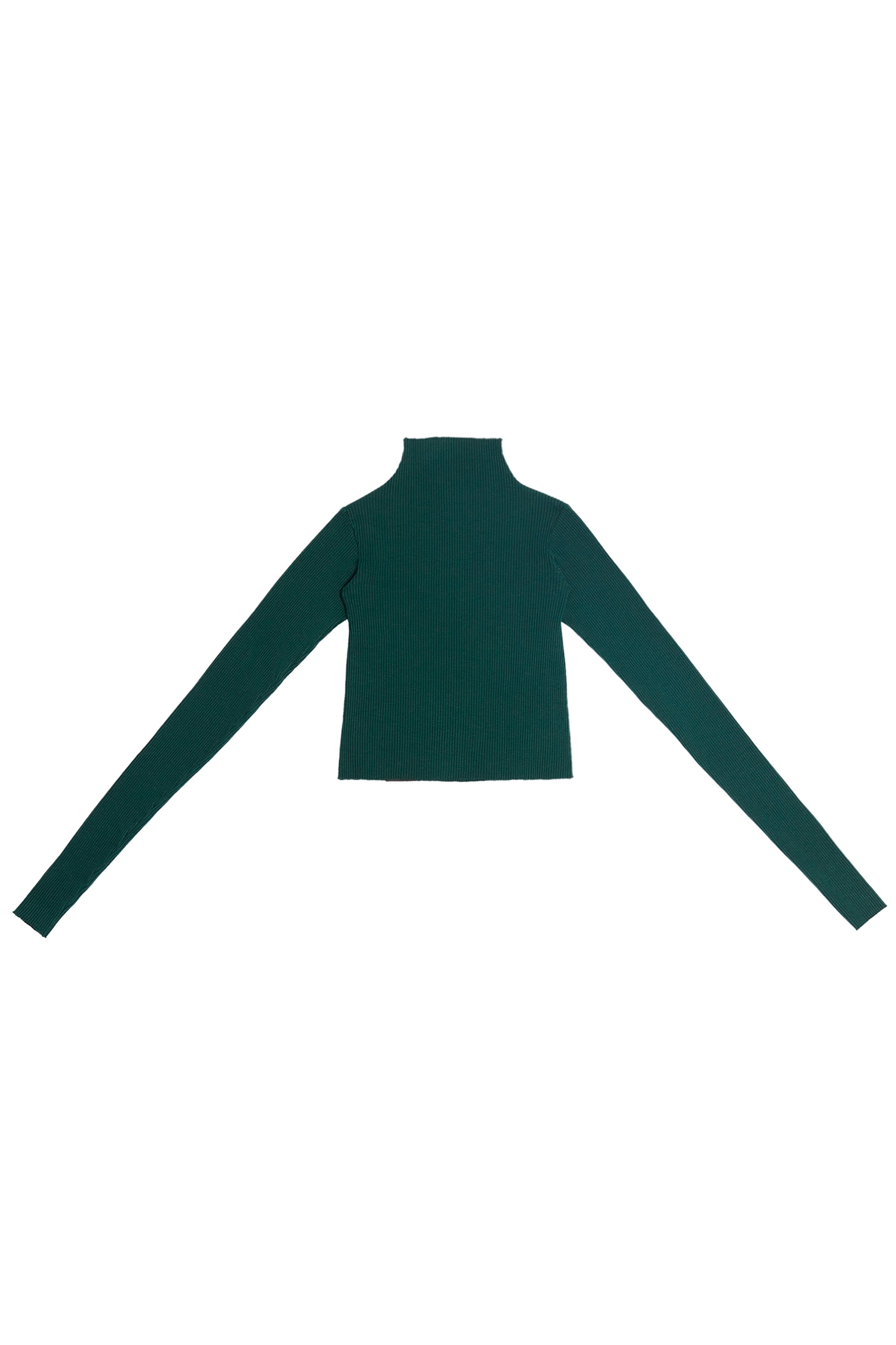 RIBBED COTTON FUNNEL NECK TOP