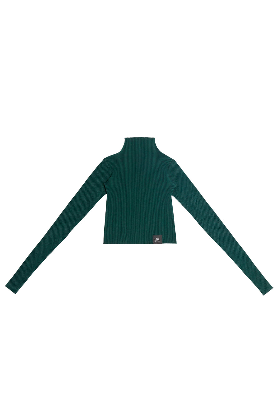 RIBBED COTTON FUNNEL NECK TOP