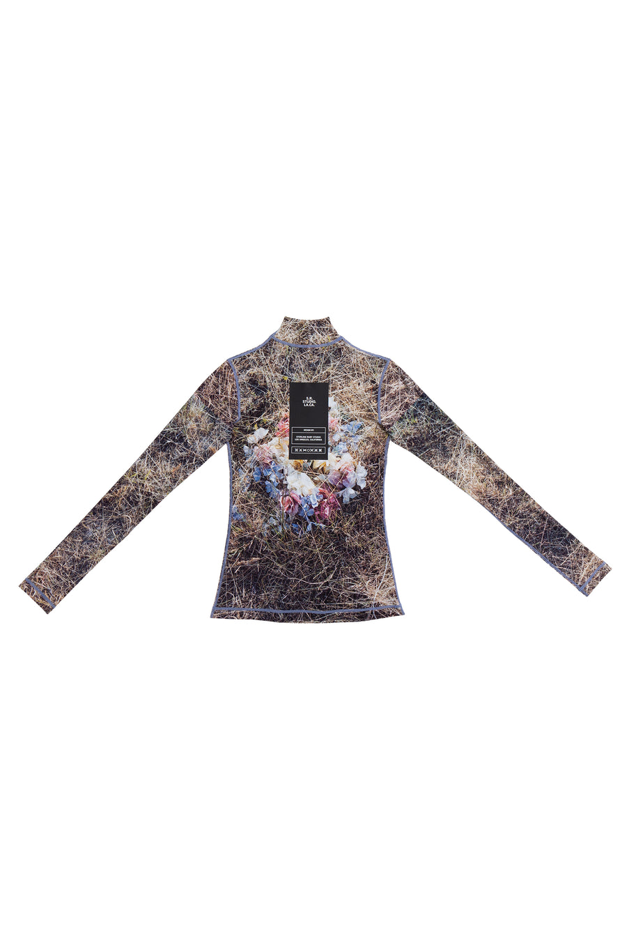 FLOWERS I SPANDEX MOCK NECK TOP