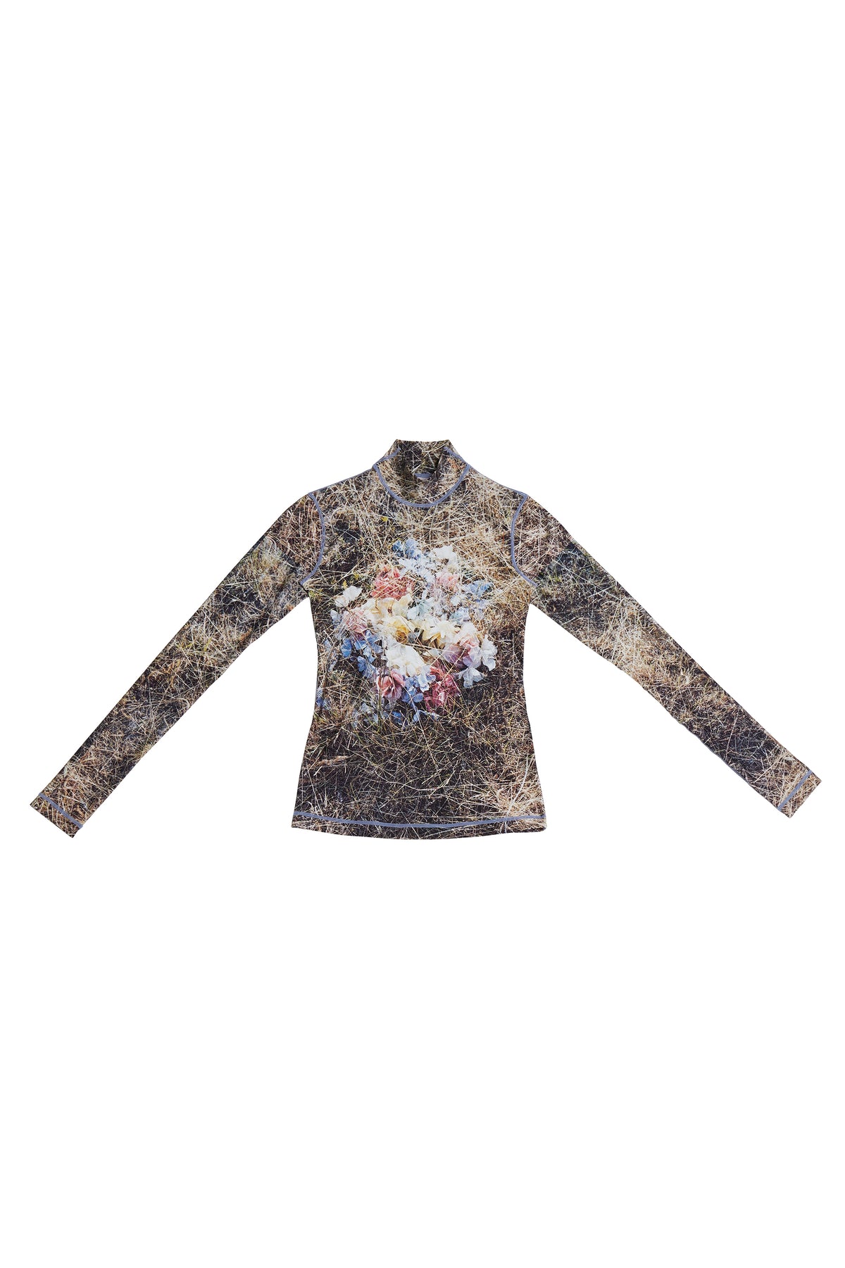 FLOWERS I SPANDEX MOCK NECK TOP