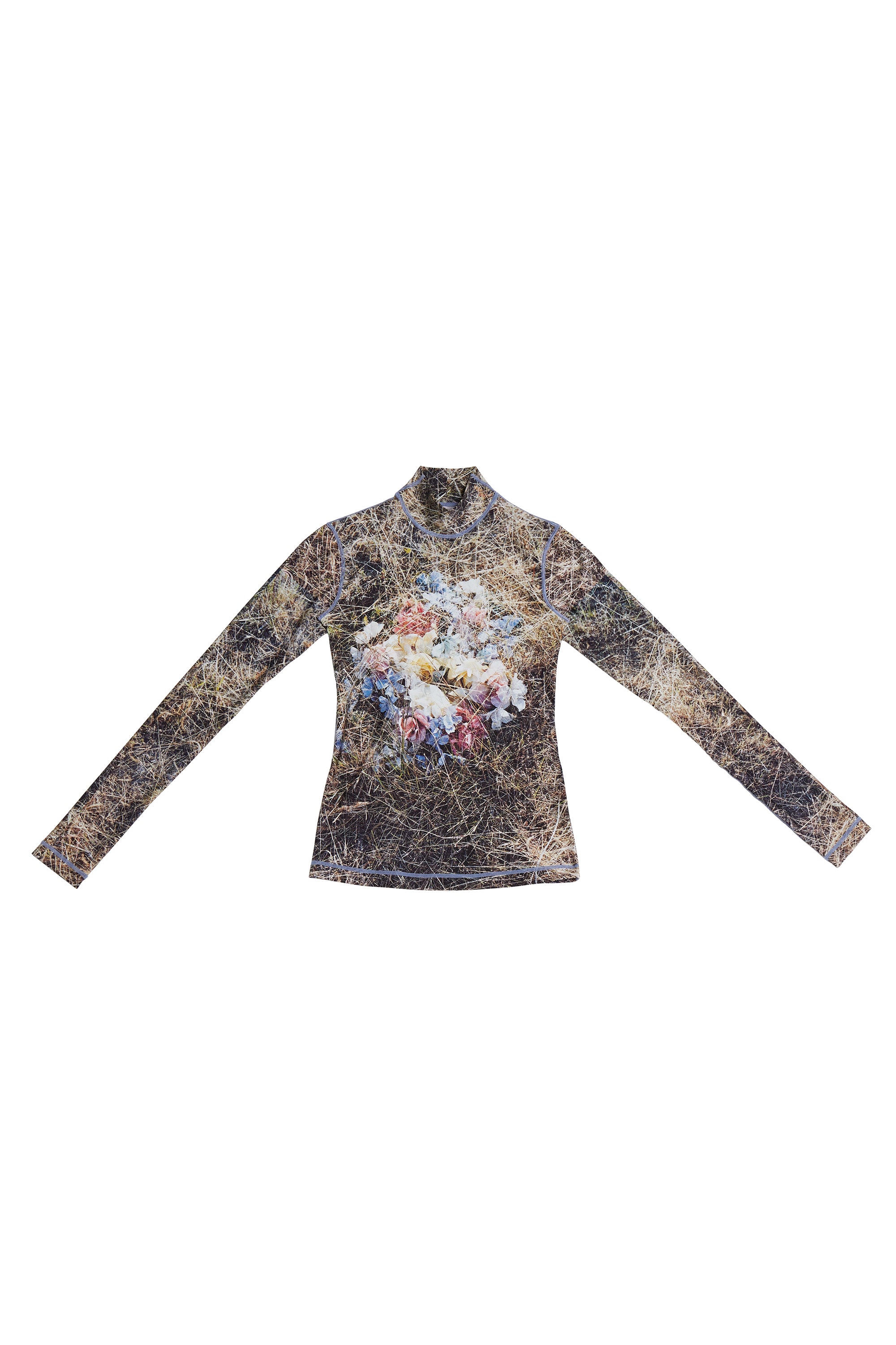 FLOWERS I SPANDEX MOCK NECK TOP