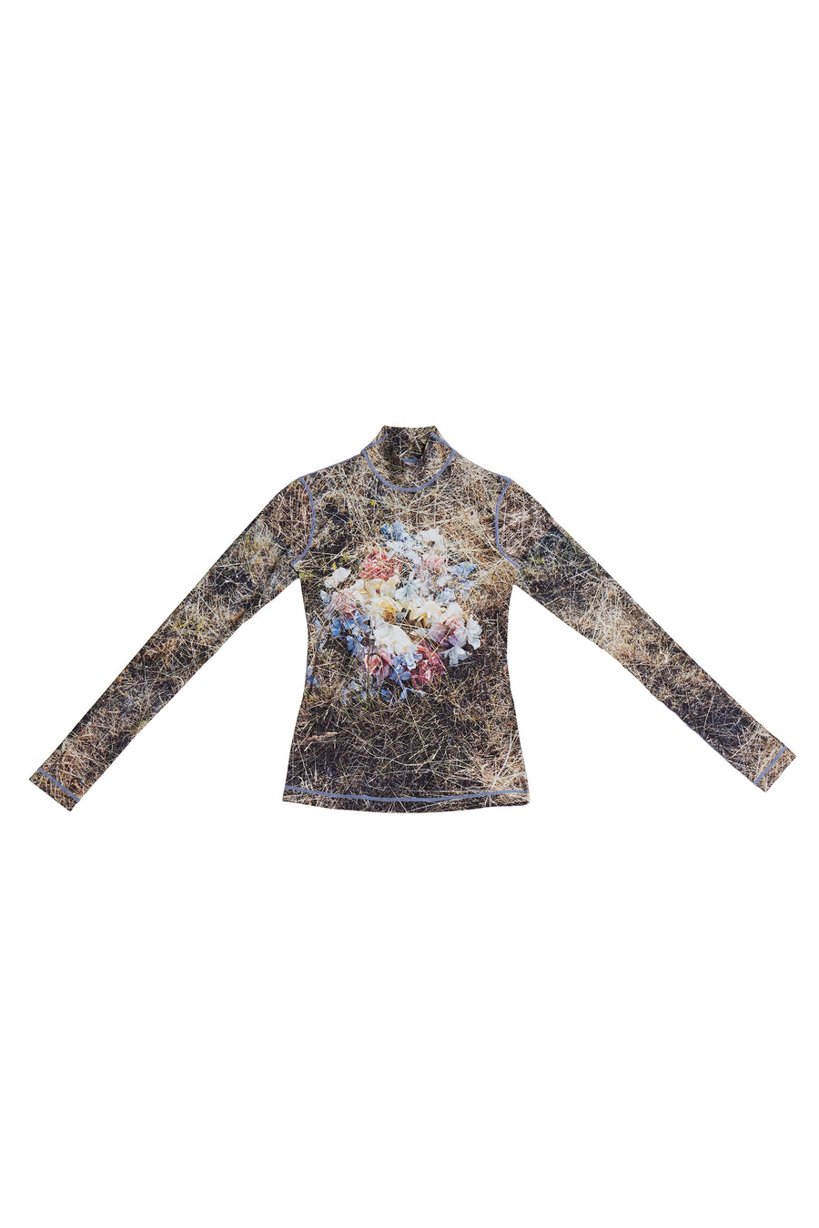 FLOWERS I SPANDEX MOCK NECK TOP